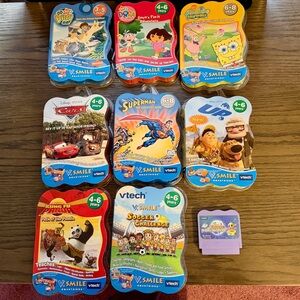 VTech V.Smile  Learning System Video Games Cartridges Lot Of 9 with boxes Tested